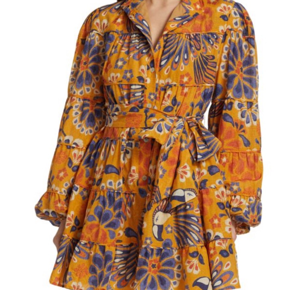 FARM Rio Pineapple Flowers Yellow Mini Dress